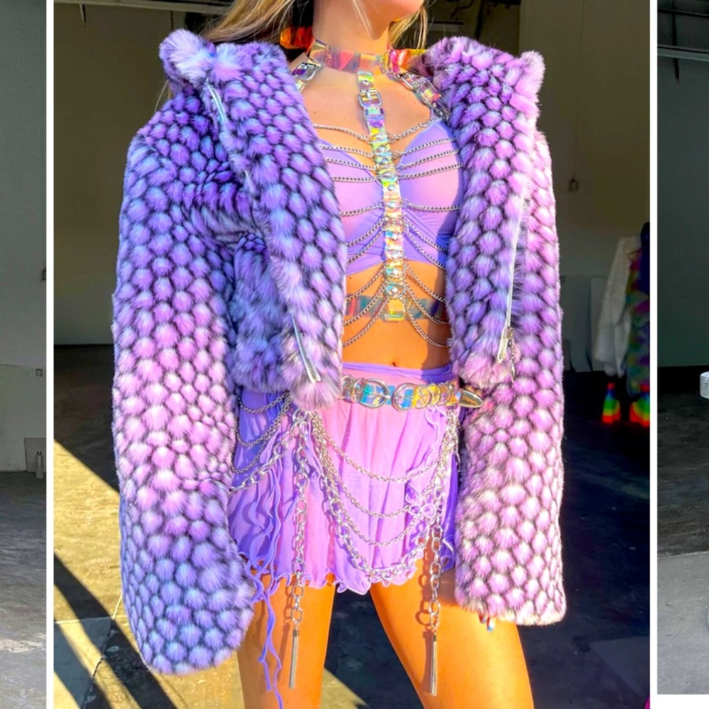 Cropped fur festival jacket